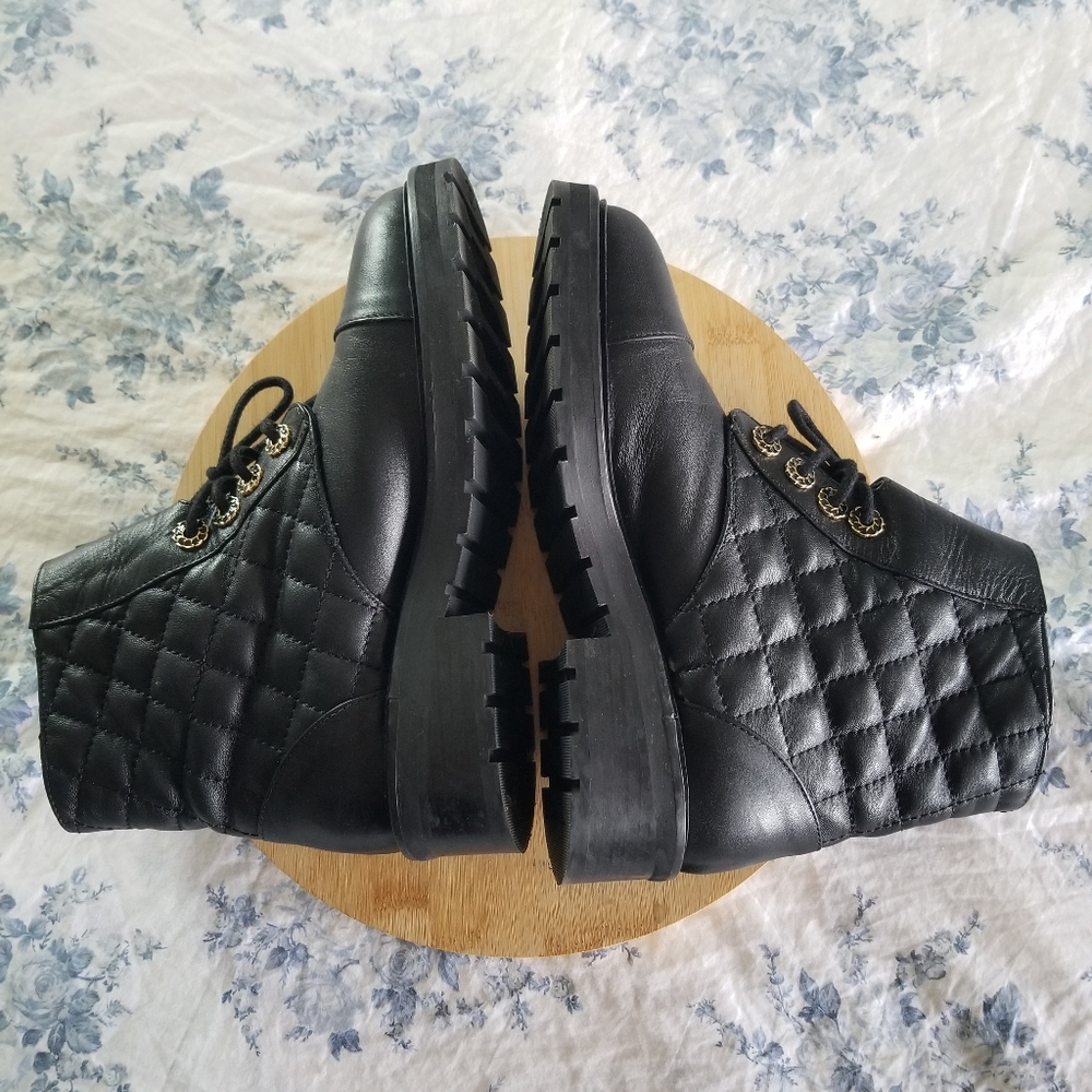 Chanel | Quilted Combat CC Logo Boots - Picture 7 of 11